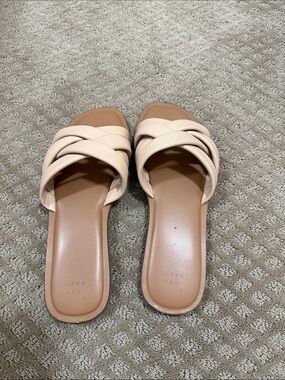 a new day Beige Braided Slide Sandals